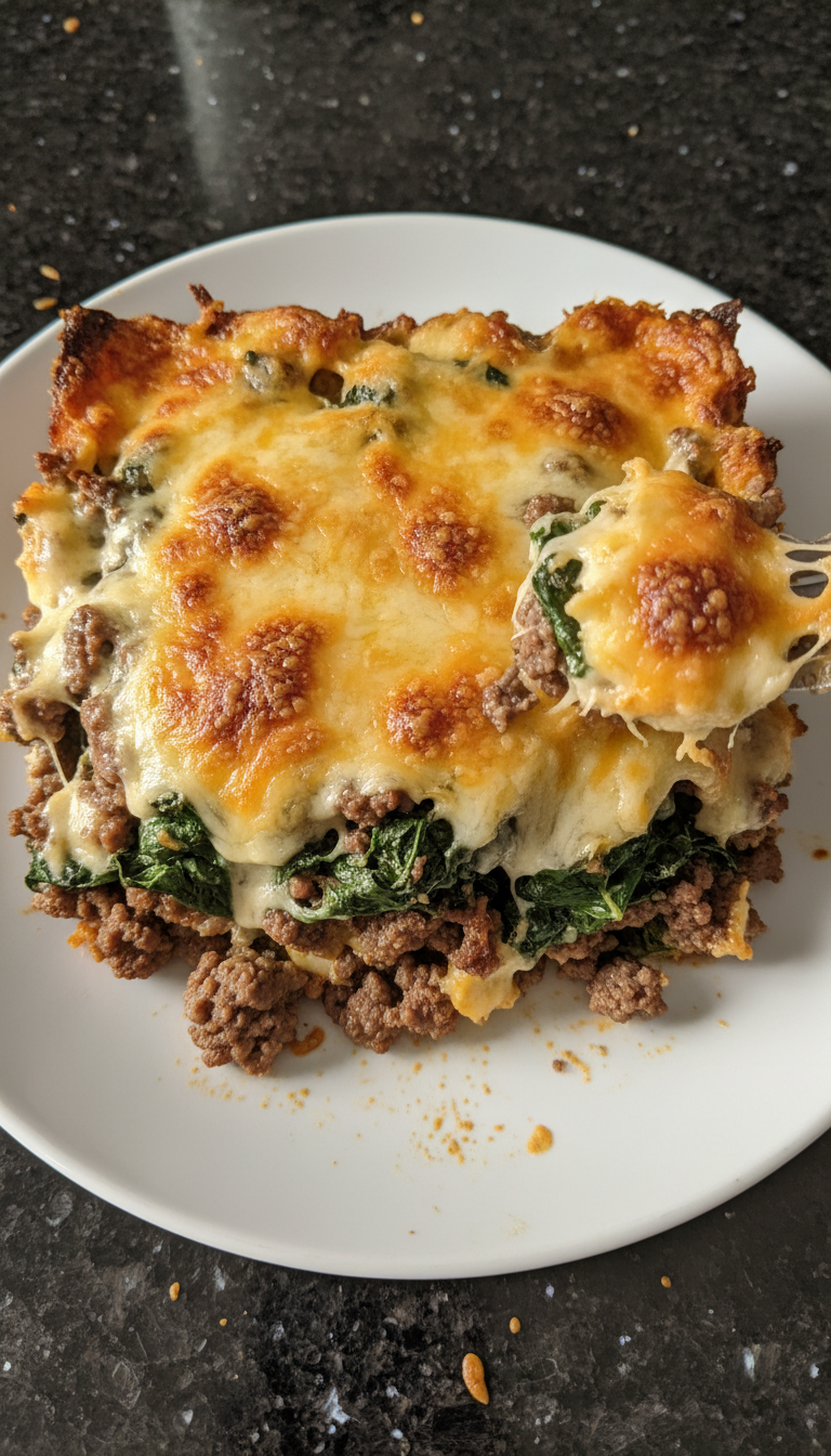 Ground Beef and Spinach Casserole