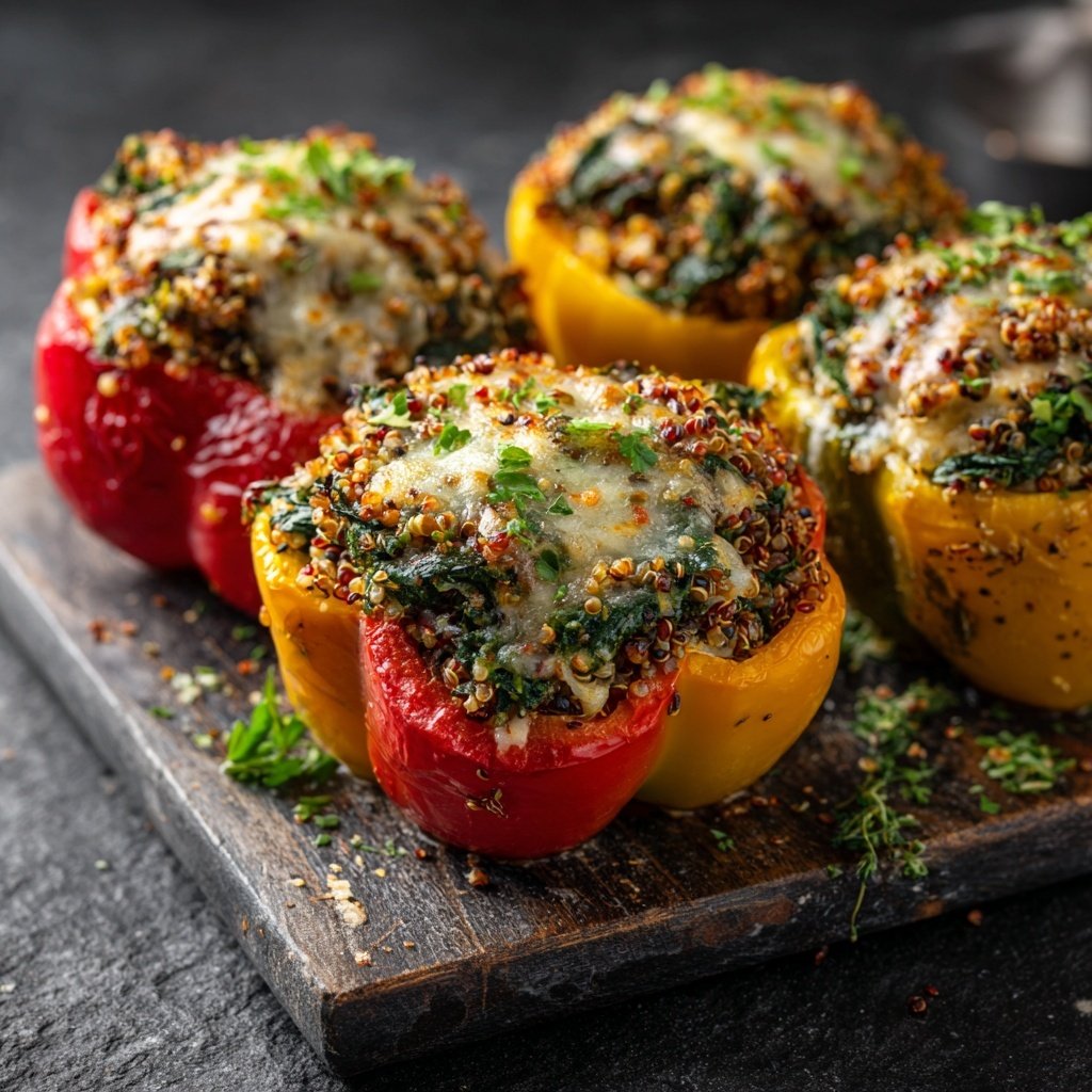 Quinoa and Spinach Stuffed Peppers