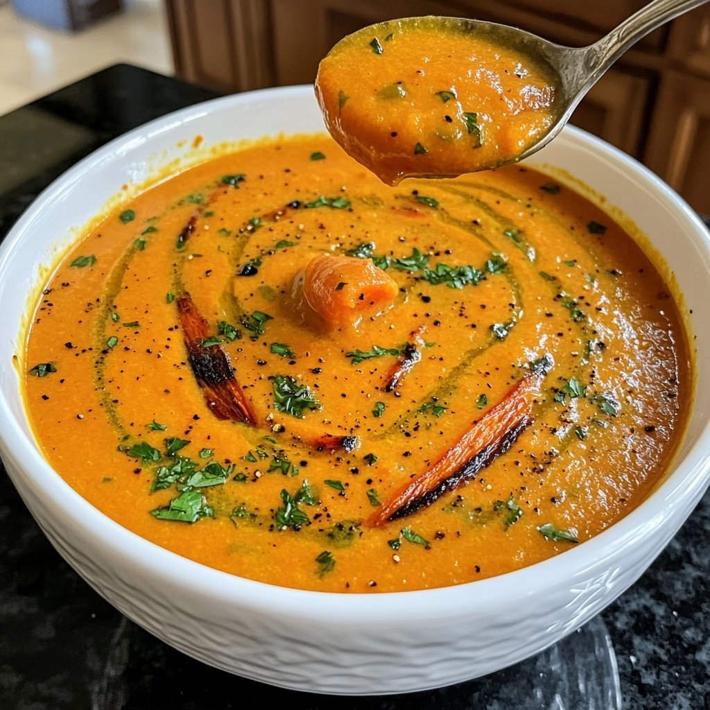 Healthy Vegan Roasted Carrot Soup