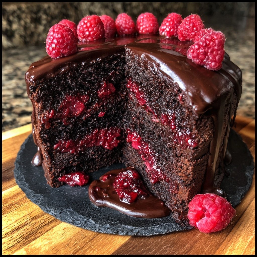 Chocolate Raspberry Truffle Cake