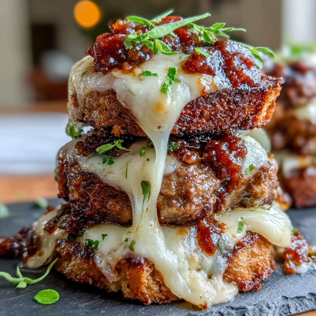 Barbecue Meatball Burger Stack