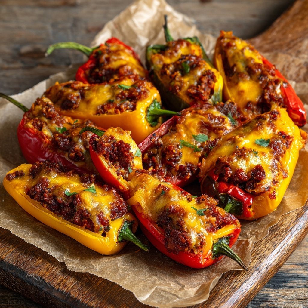 Spicy Chorizo Stuffed Mini Peppers