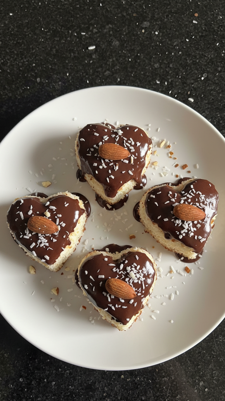 Mini Heart Almond Joy Cakes