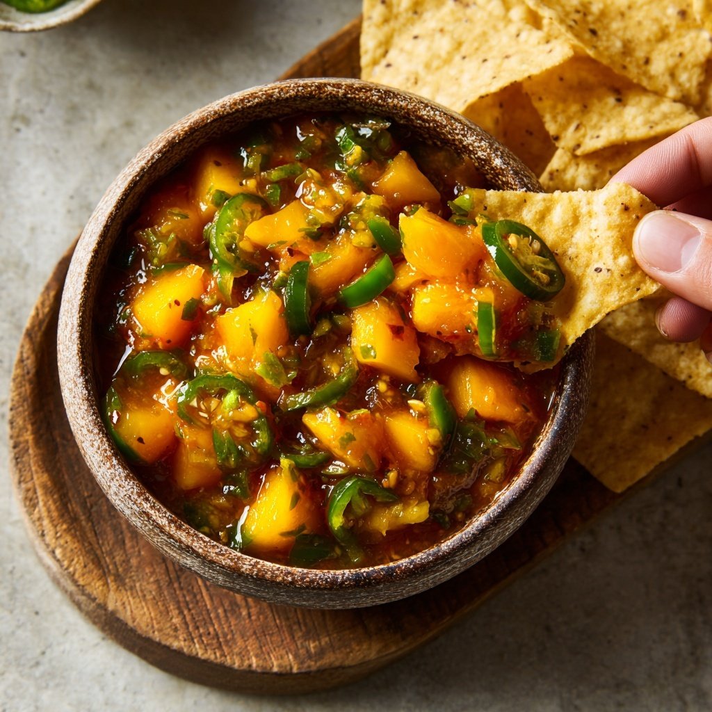 Peach Jalapeño Salsa with Tortilla Chips