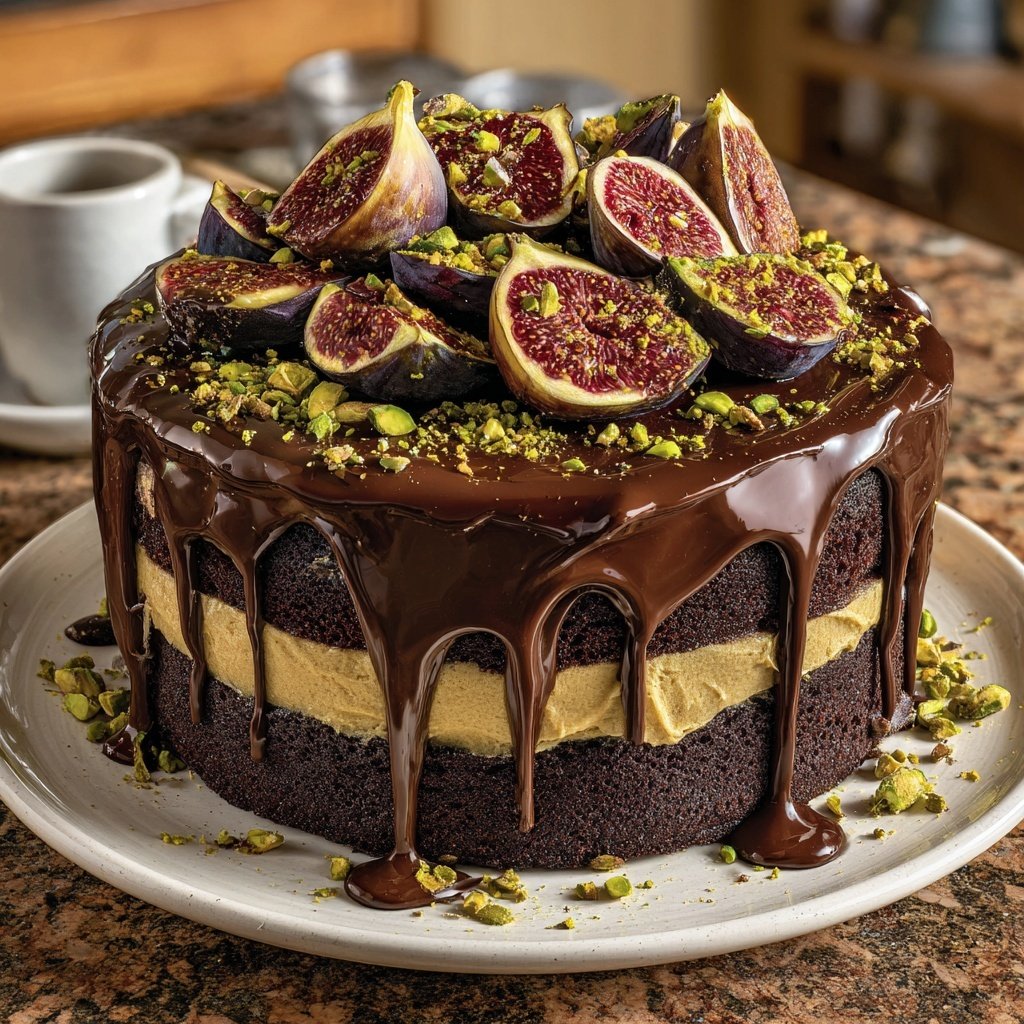 Chocolate Vanilla Cake Fig Pistachio