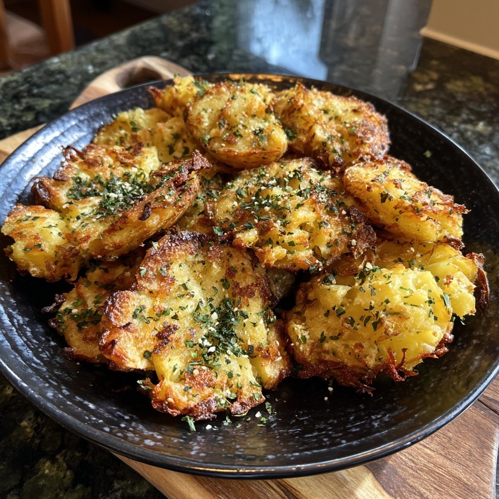 Crispy Smashed Potatoes Garlic