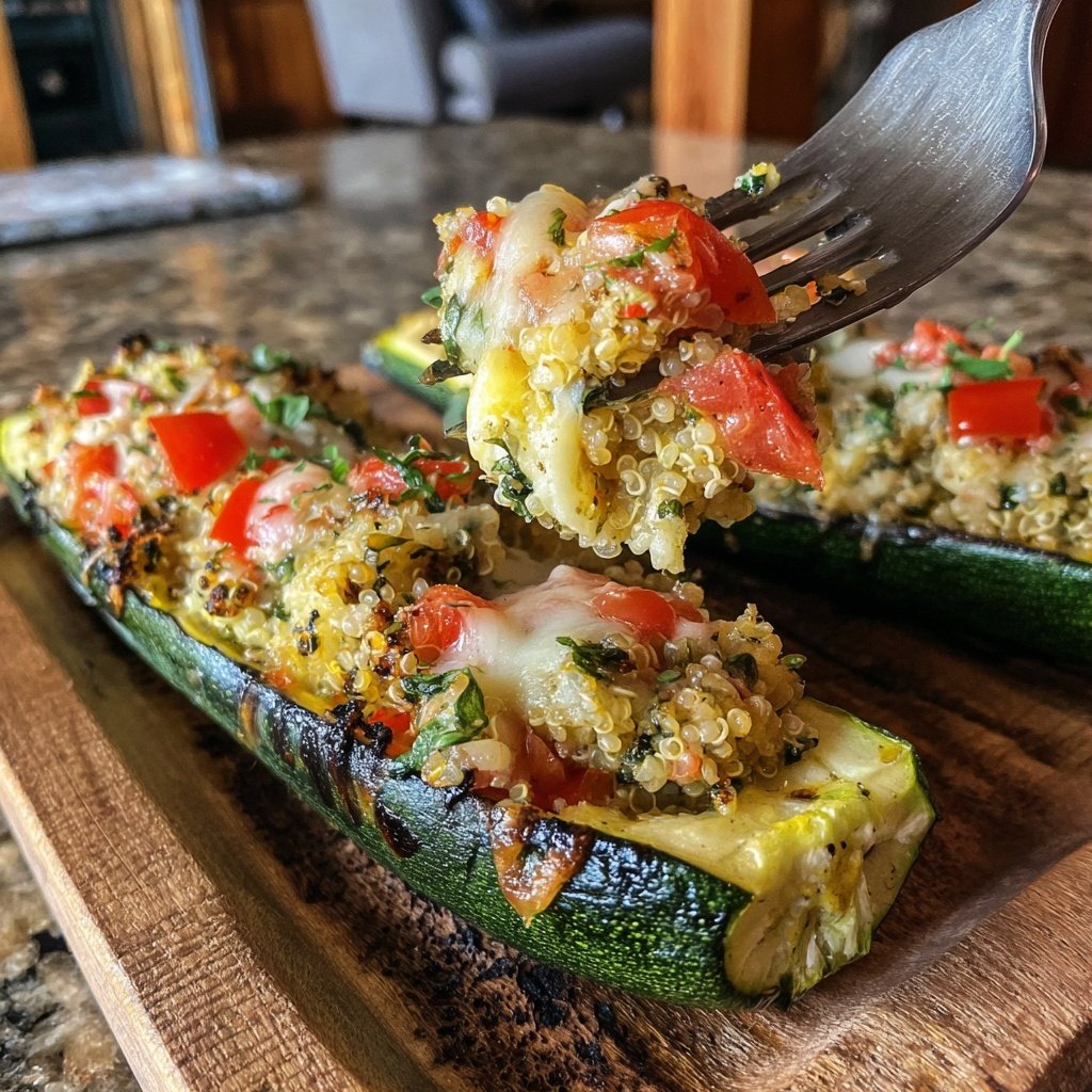 Savory Quinoa Stuffed Zucchini