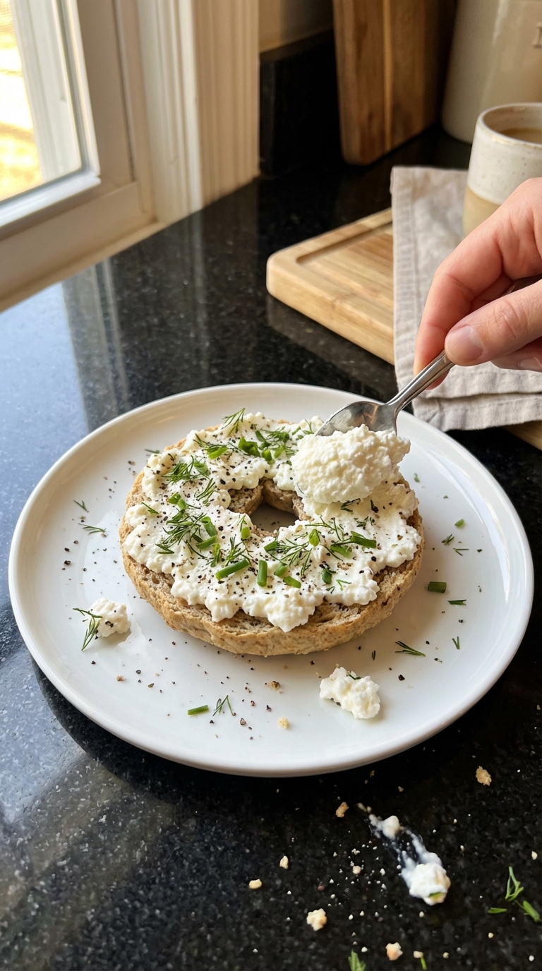 Cottage Cheese Bagel with Herbs