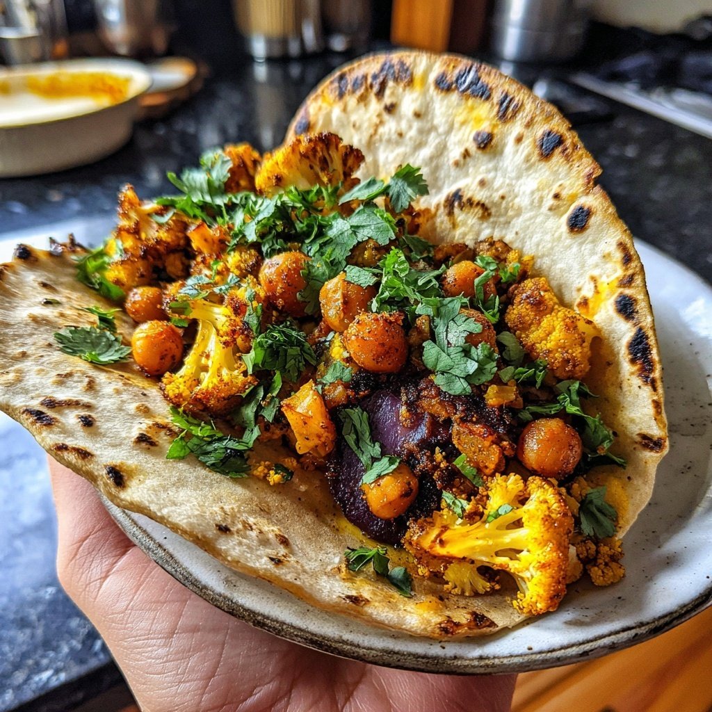Roasted Cauliflower Chickpea Tacos