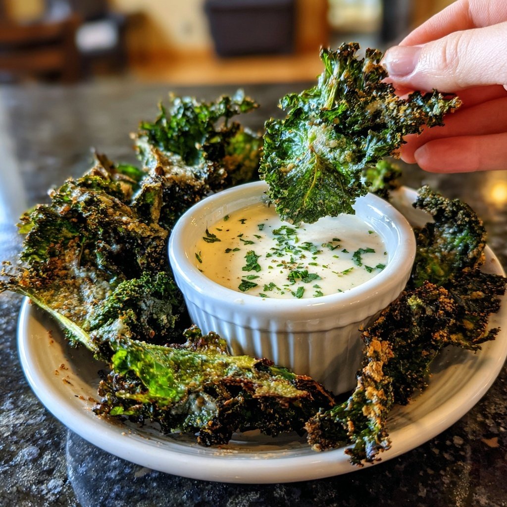 Crispy Kale Chips with Dip
