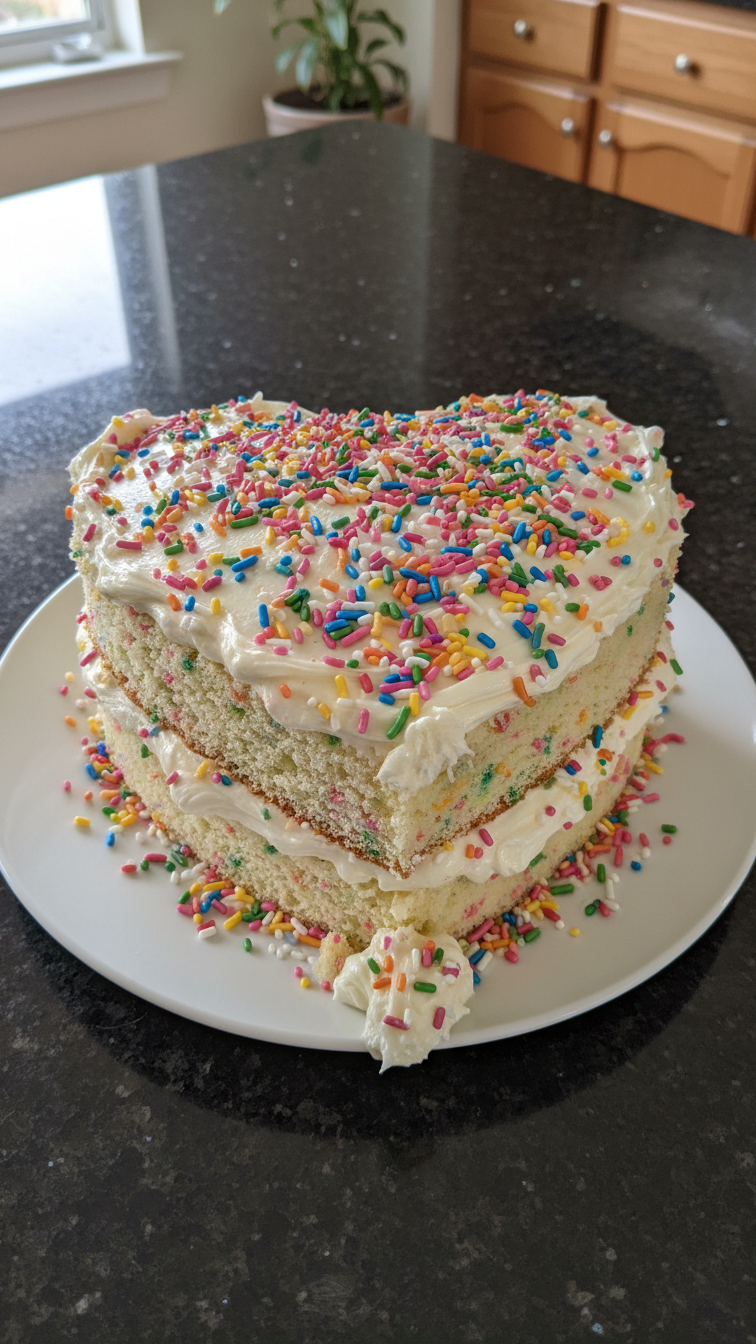 Heart-Shaped Funfetti Cake
