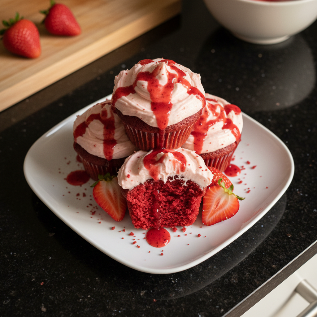 Strawberry Velvet Cupcakes