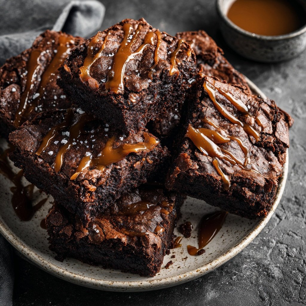Sourdough Discard Brownies with Salted Caramel